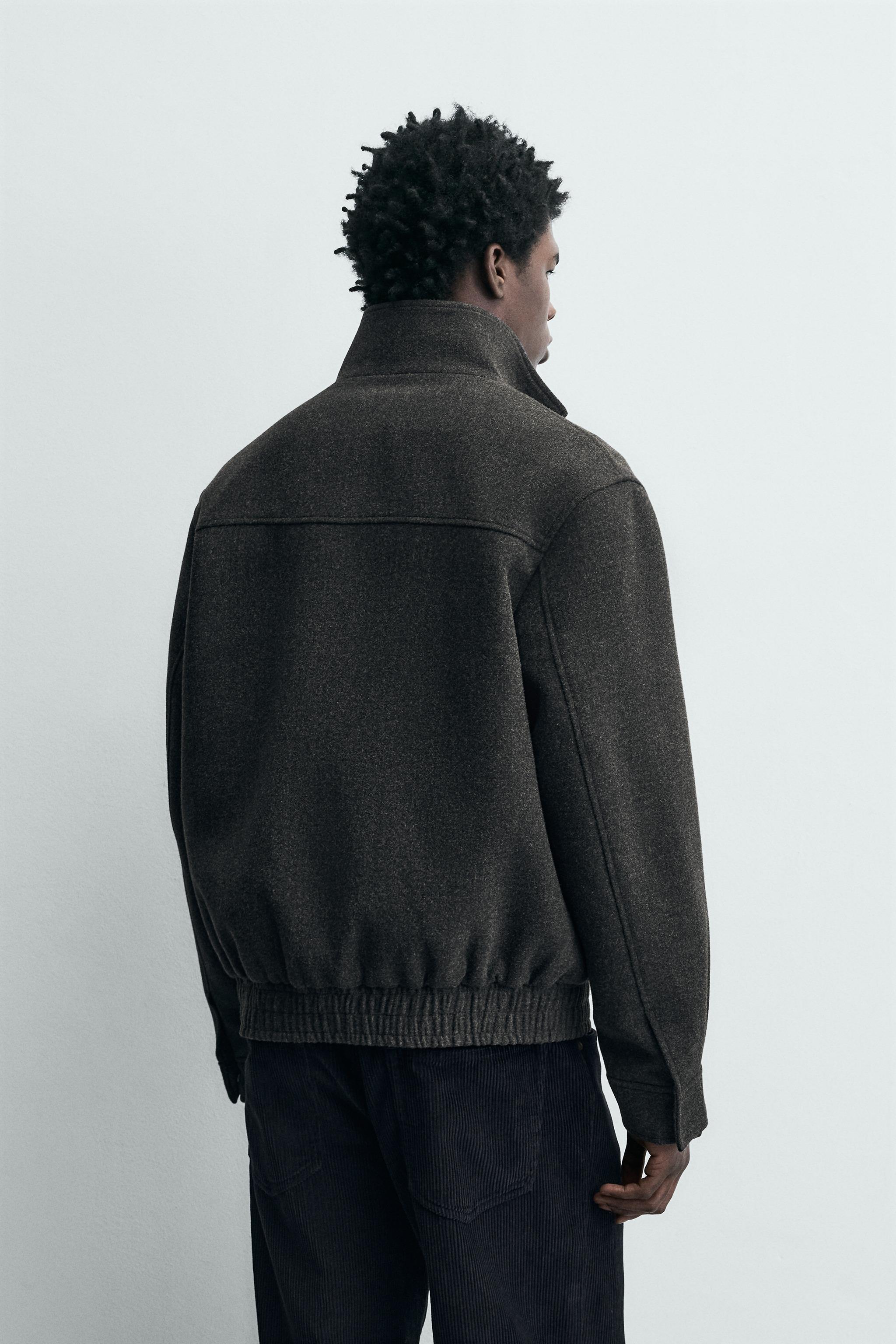 ZIPPERED WOOL EFFECT JACKET